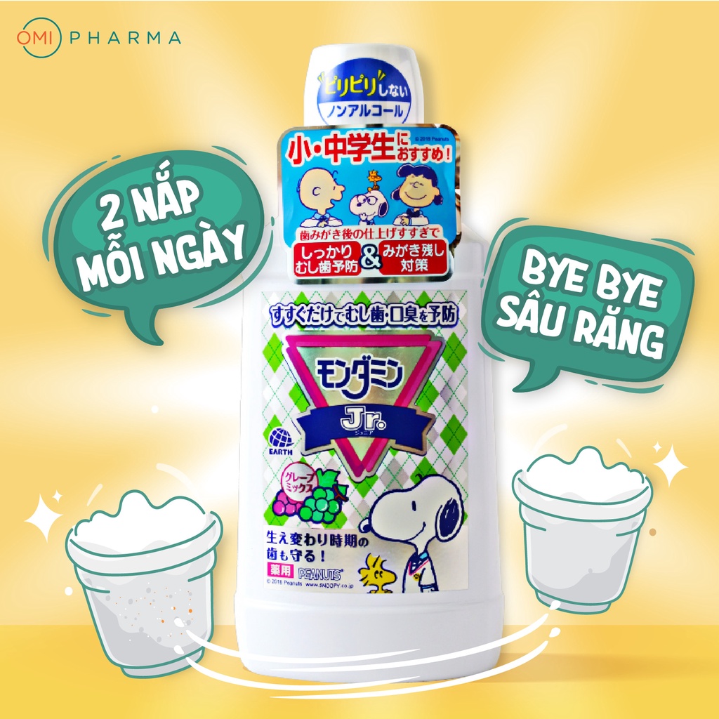 [Tặng Quà] Nước Súc Miệng Cho Trẻ Em 6-15 Tuổi Hương Nho Mondahmin JR. Nhật Bản (Chai 600ml)