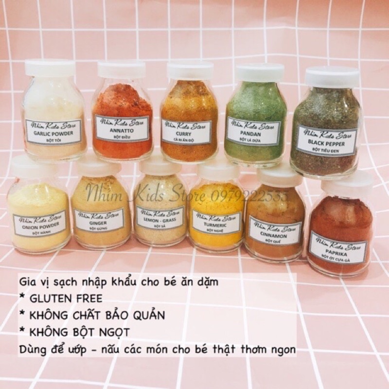 Bột gia vị tỏi/hành/nghệ/quế.. ăn dặm cho bé