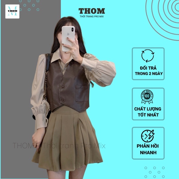 Áo Gile Da Thời Trang THOM Mới Nhất Chất Xịn