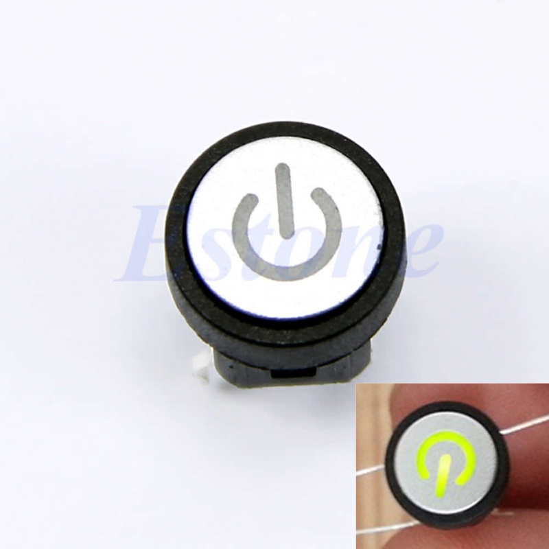 Công tắc bấm điều khiển đèn LED xanh lá cho vỏ máy tính