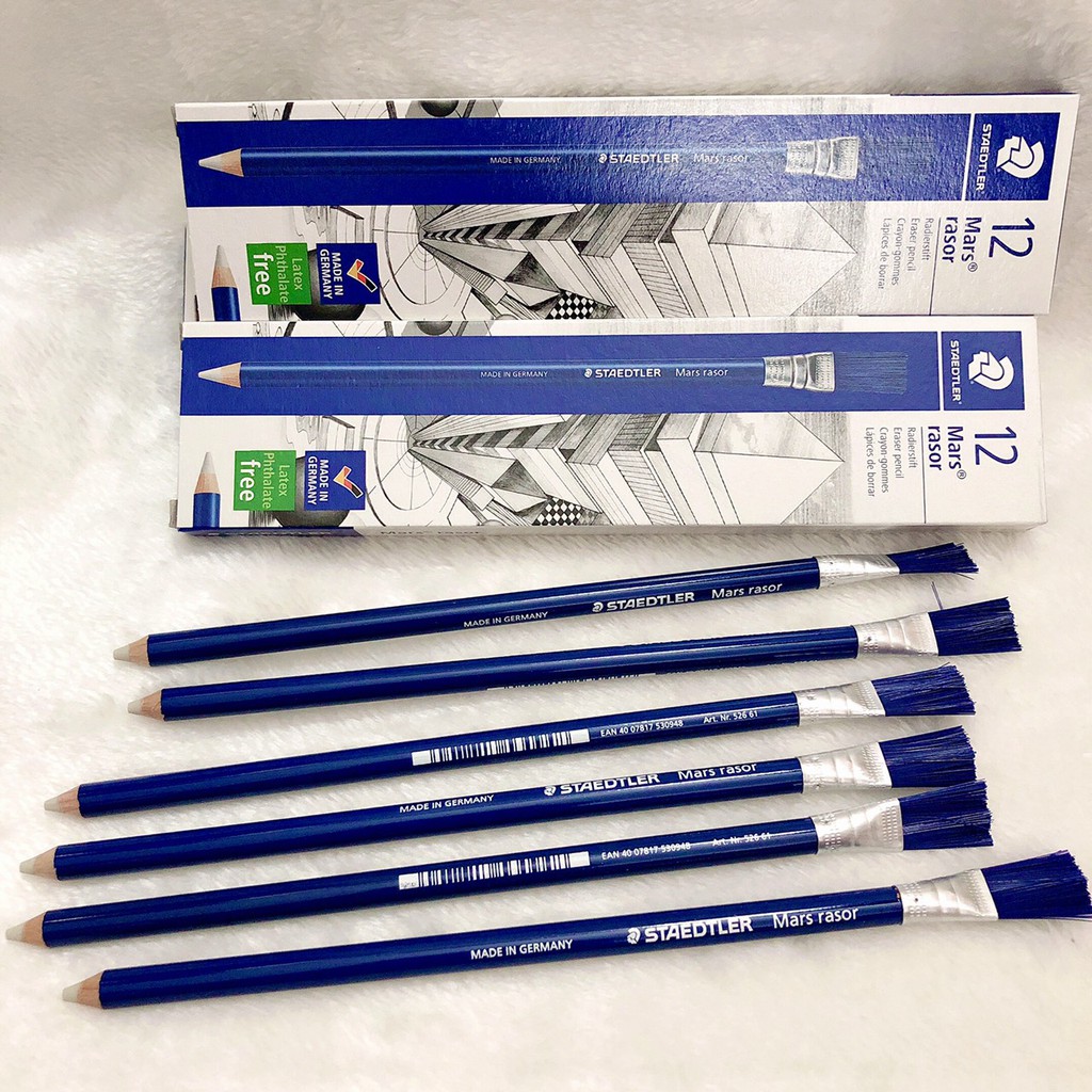 Gôm tẩy mực bút bi, mực can ,mực in Staedtler/ Bút tẩy cao cấp có chổi STAEDTLER