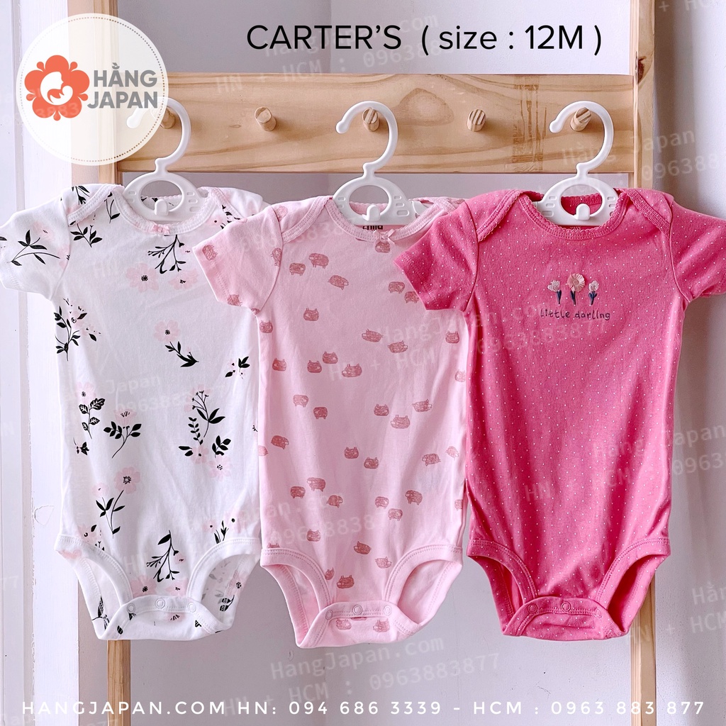 Set 2 Bodysuit Carter hàng VNXK cộc tay bé gái size 0-3-6-9-12M mẫu ngẫu nhiên