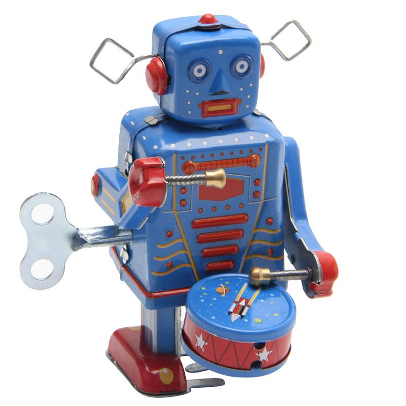 Robot đồ chơi lên dây cót bằng kim loại phong cách Retro