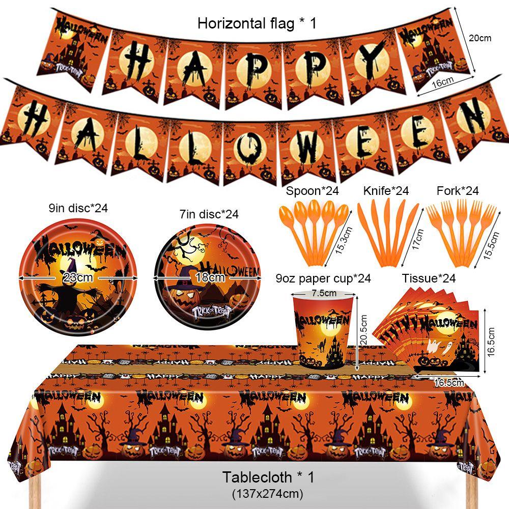 KRNY Đĩa Giấy Đựng Món Tráng Miệng Dùng Một Lần In Họa Tiết Halloween