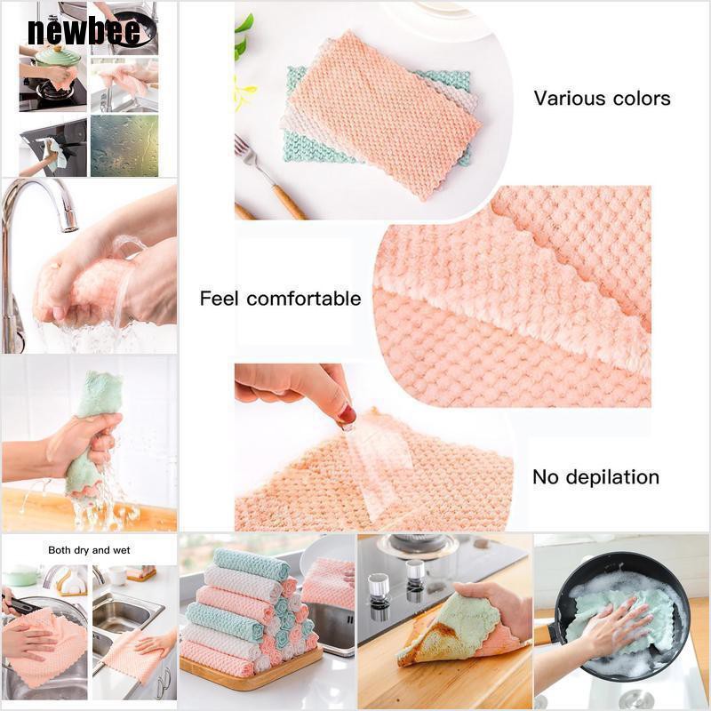 {thirddog} Super Absorbent Microfiber Kitchen Dish Cloth Hand Towel Clean Cloth Sink Wipe @#hurry