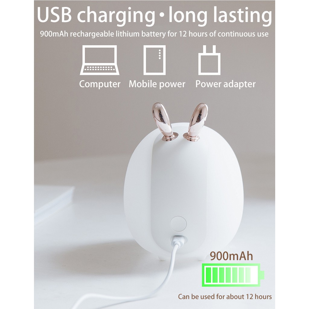 Đèn Ngủ 3 Bóng Bằng Silicon Hình Chú Thỏ/ Hươu Dễ Thương Có Thể Điều Chỉnh Độ Sáng Cho Bé