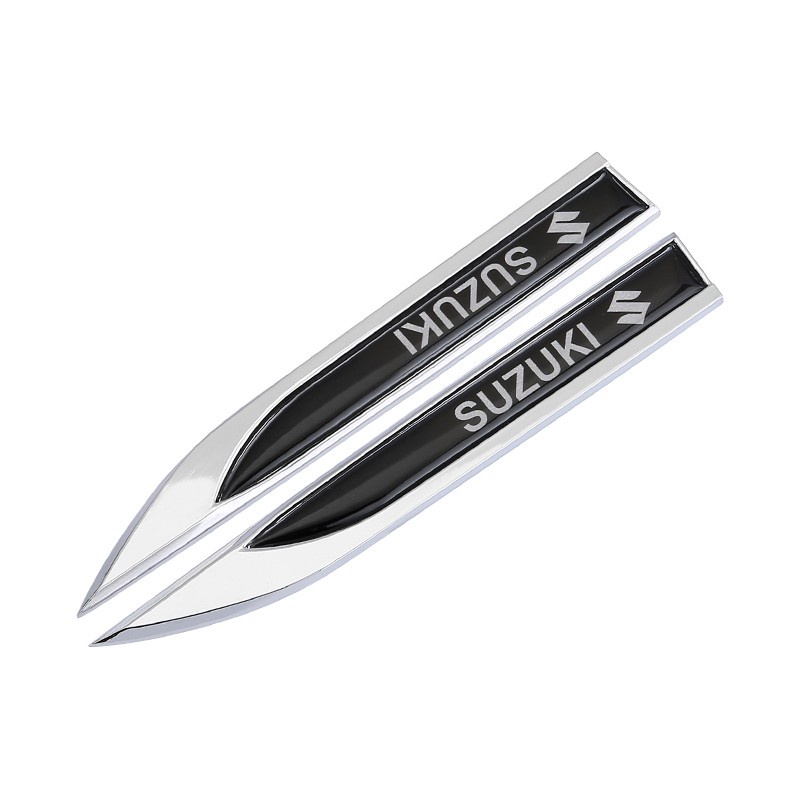 FENDER SUZUKI Set 2 Miếng Dán Trang Trí Tấm Chắn Bùn Bằng Kim Loại 3D Cho ERTIGA Swift XL6 XL7 Sx4 Jimy Vtara Sx4