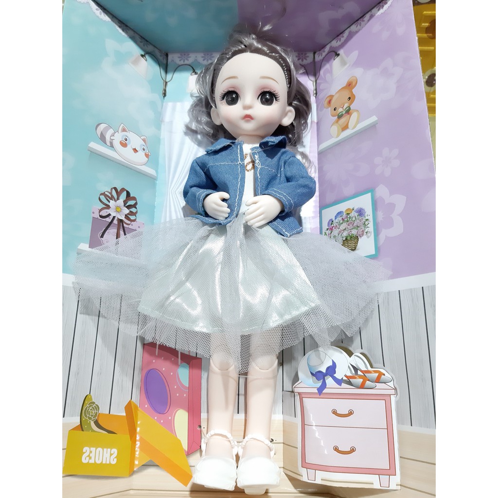 Búp bê babie xinh xắn có các khớp giúp bé dễ dàng làm dáng cho búp bê siêu đẹp, búp bê cao 28 cm hàng cao cấp