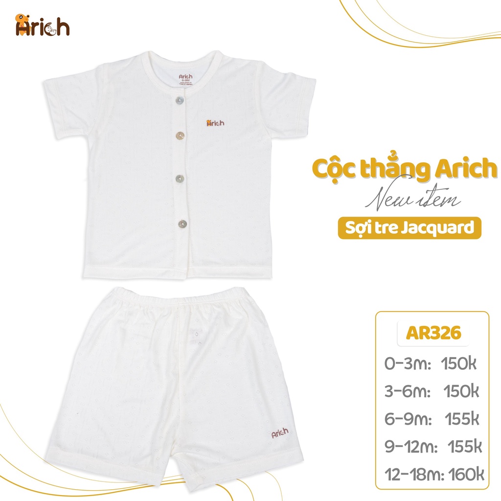 Bộ cộc tay cài thẳng vải sợi tre size từ newborn -18 tháng