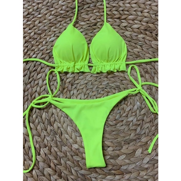 bikini đồ bơi đi biển 2mảnh lọt khe -áo nhún bèo rút dây (full màu hàng có sẵn )