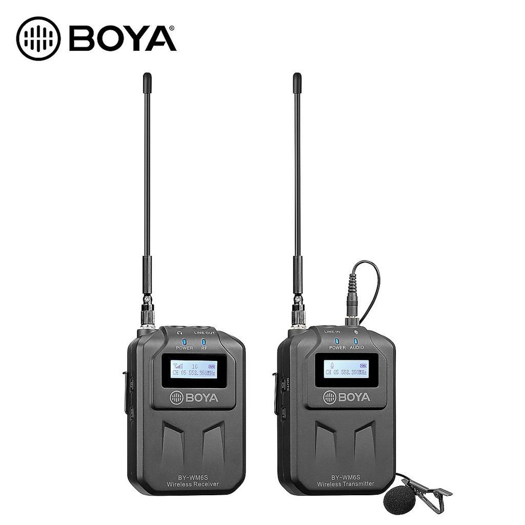 Micro thu âm không dây Boya BY-WM6S ( 2 phát + 1 thu) - Hàng Chính Hãng