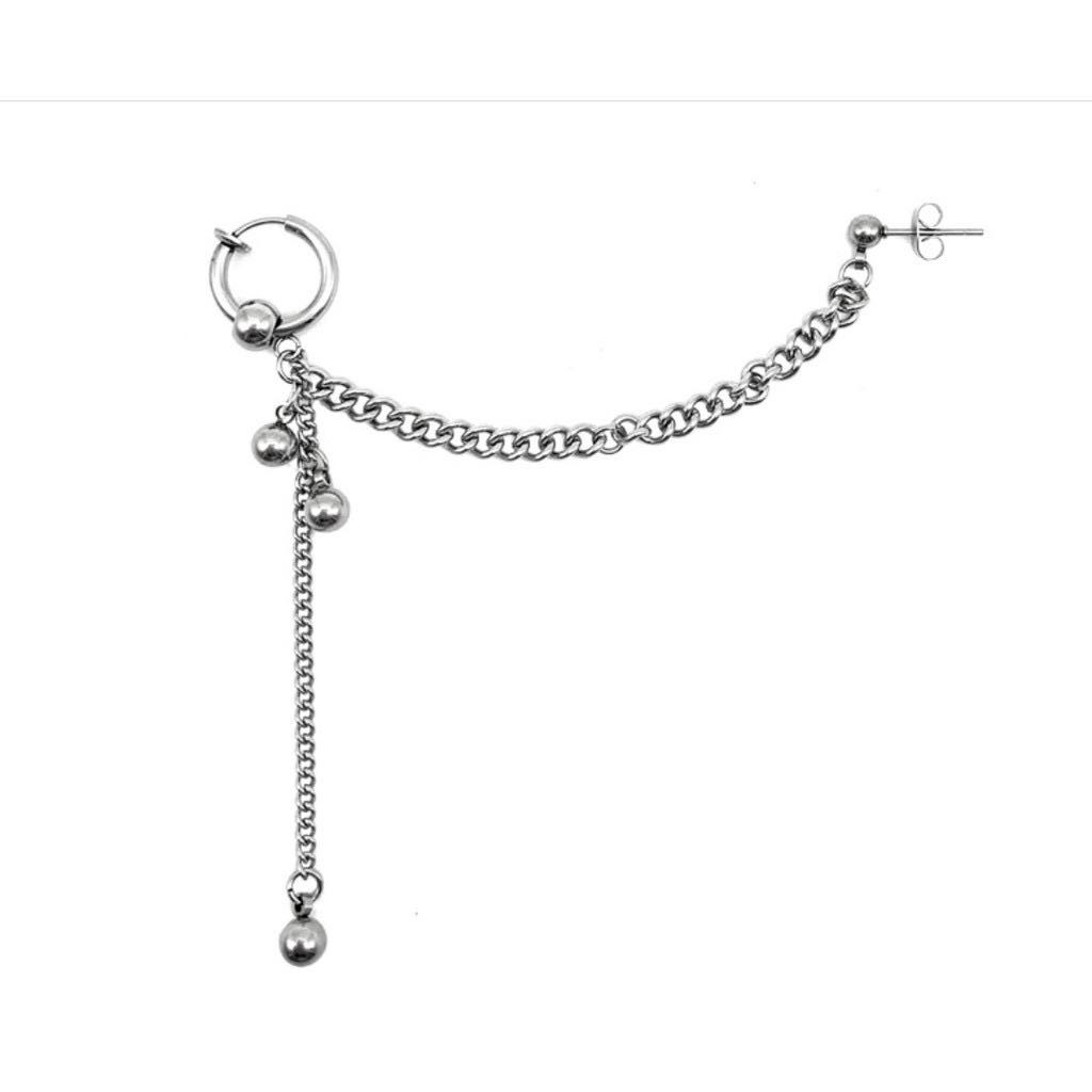 khuyên tai và kẹp vành tai titan dây xích bi tròn không gỉ không đen không dị ứng nam nữ unisex