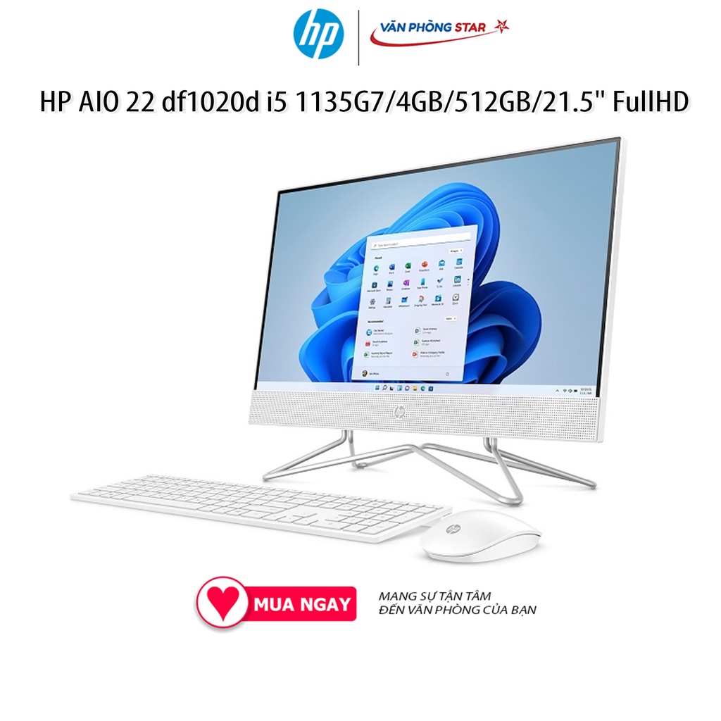 HP AIO 22 df1020d i5 1135G7/4GB/512GB/21.5&quot; FullHD/Bàn phím/Chuột/Win10 (4B6D8PA) i51135G72.40 GHz RAM 4 GB 512 GB SSD