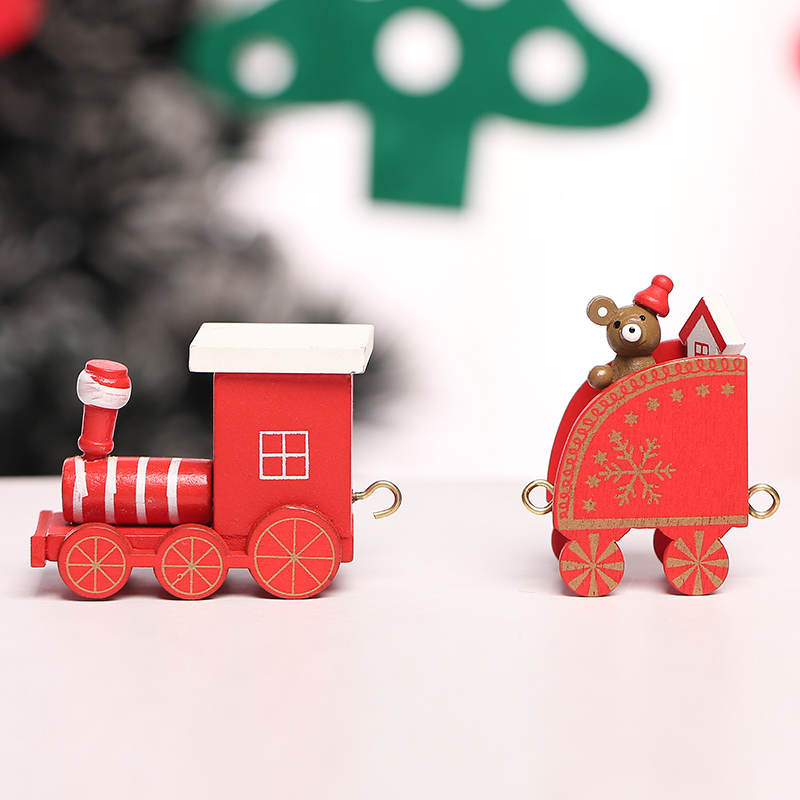 Phụ kiện đoàn tàu hỏa trang trí Giáng sinh bằng gỗ bắt mắt độc đáo