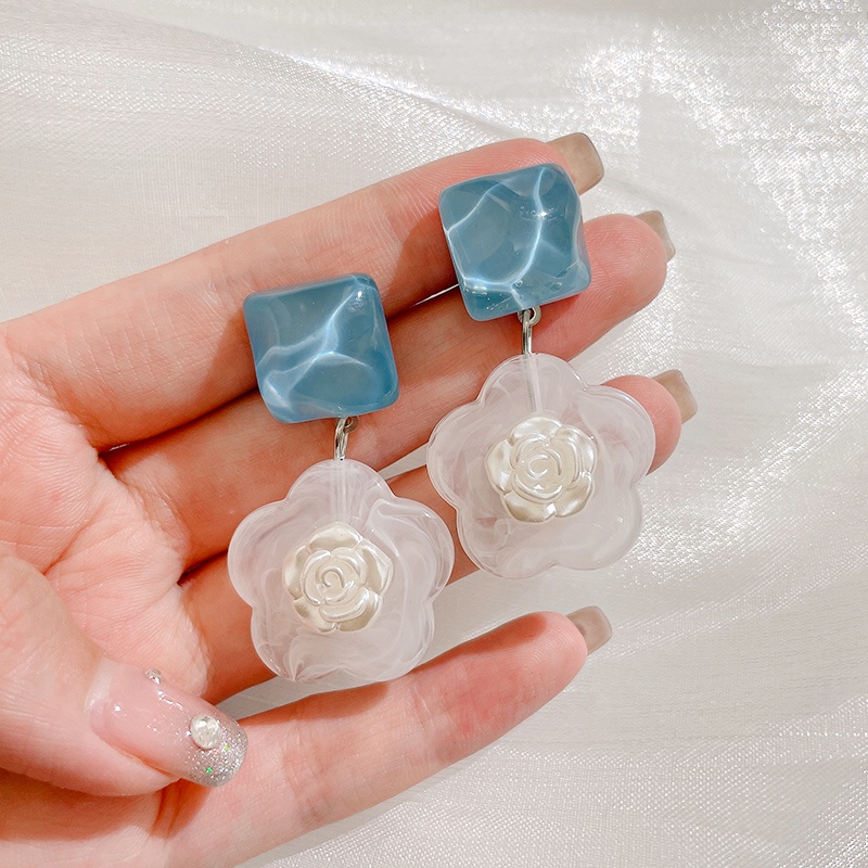 Khuyên Tai Đính Đá Xanh Dương Thiết Kế Mới Cao Cấp Thời Trang Mùa Hè Dành Cho Nữ 2022