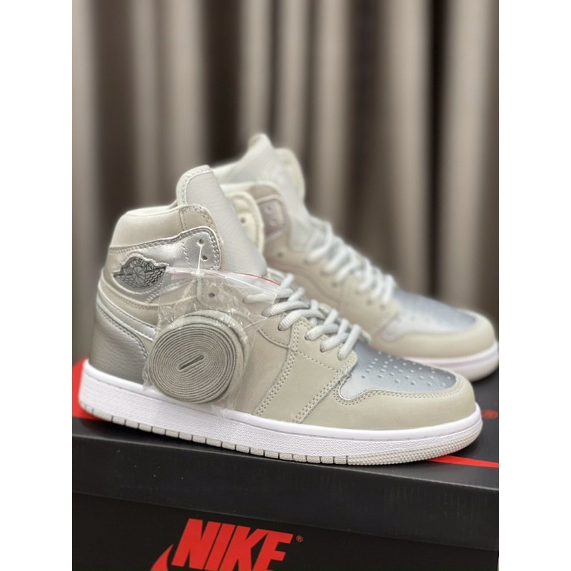 Giày sneakers Jordan1 cổ cao màu bạc rep1/1 trung