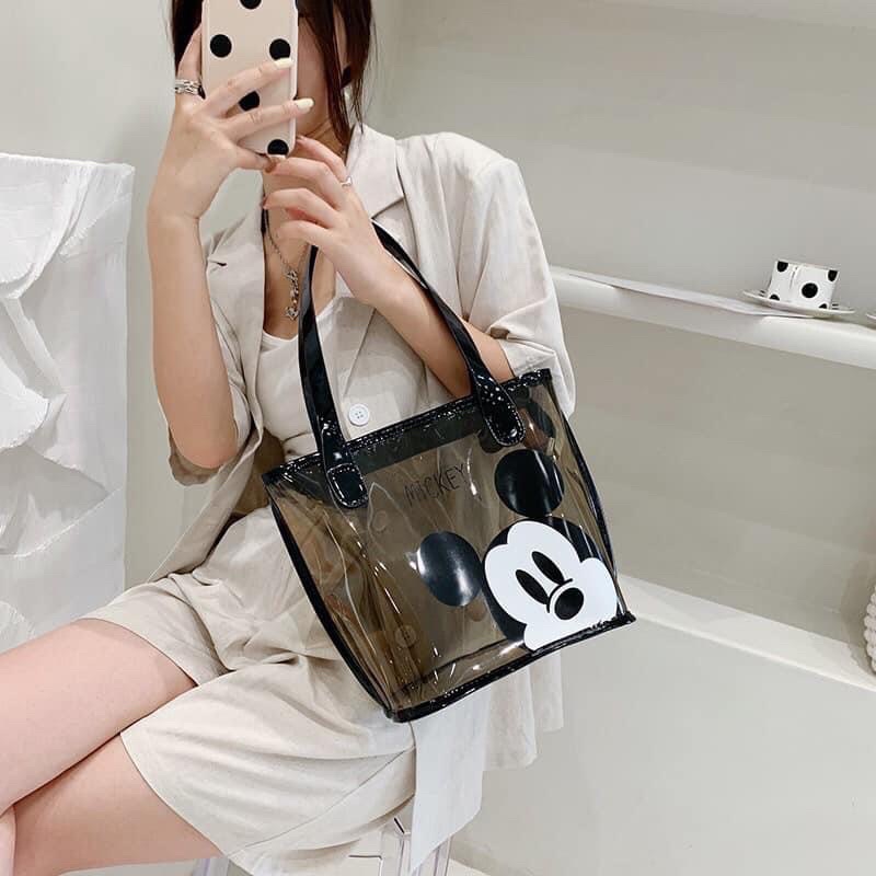 túi xách trong suốt in hoạ tiết MicKy thời trang 2022 cho nữ (hàng loại 1 kèm ảnh thật tại shop)