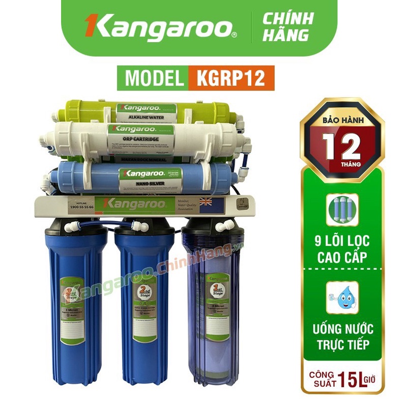 Máy lọc nước Kangaroo 7 - 9 cấp lọc lắp âm tủ bếp Model KG104A  KGRP12 kg104 kg104kv kg104akv không vỏ