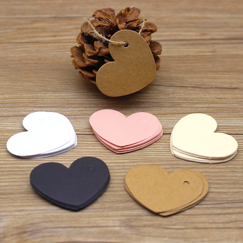 Set 100 Nhãn Giấy Hình Trái Tim Kích Thước 4.7*3cm Dùng Để Trang Trí Quà Tặng