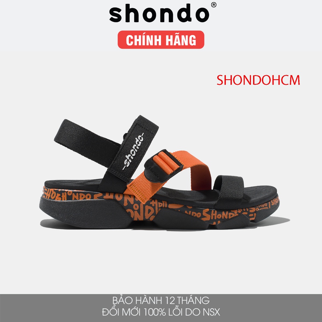 Giày sandal SHONDO F7 track MONOGRAM vẽ tay cam F7T1089