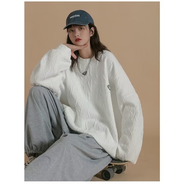 2023 Áo sweater nam áo dài tay Hàn Quốc thể thao thời trang áo phong cách thoải mái cá tính cho nam nữ kiểu simple unisex tops waffle hoodie sweater