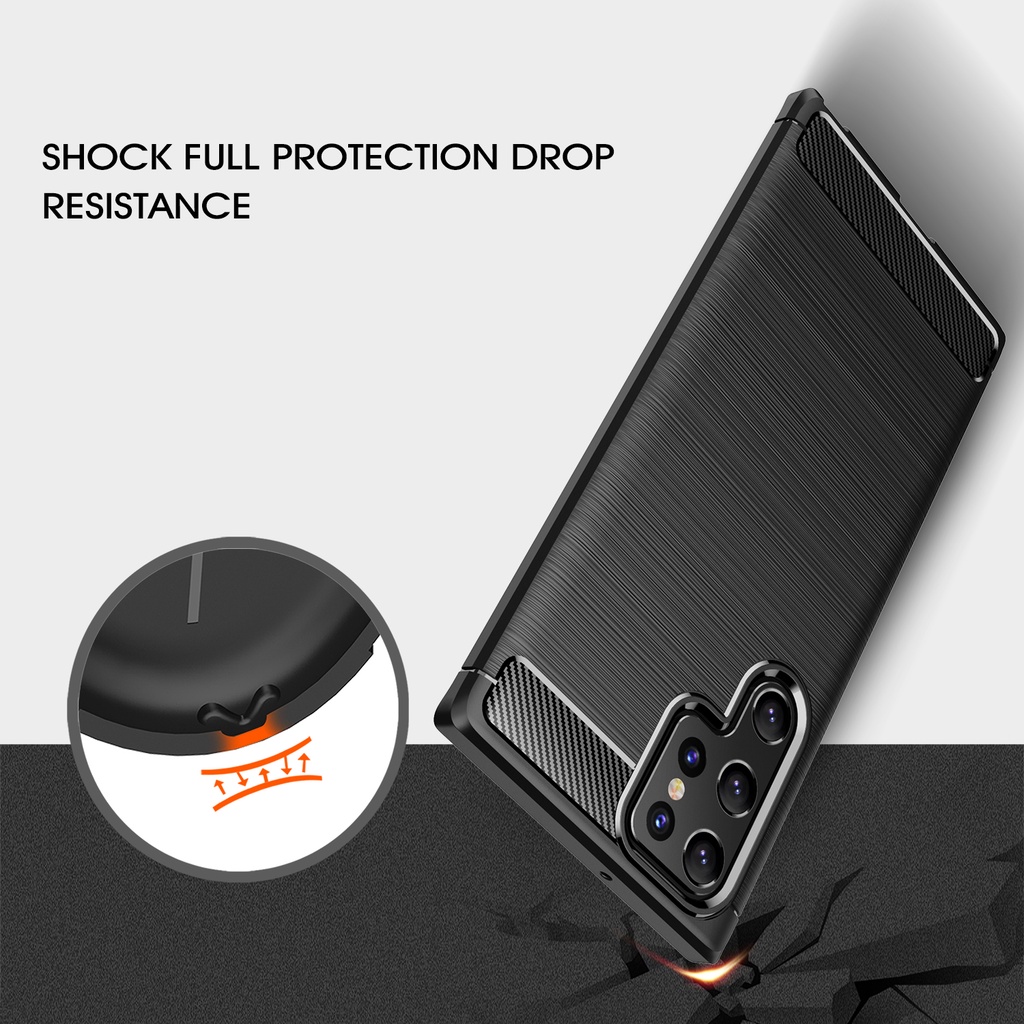 Ốp điện thoại LENUO silicon mềm sợi carbon Samsung Galaxy S22Ultra S22Plus S21Ultra S21Plus S21FE S20Ultra S20Plus S20