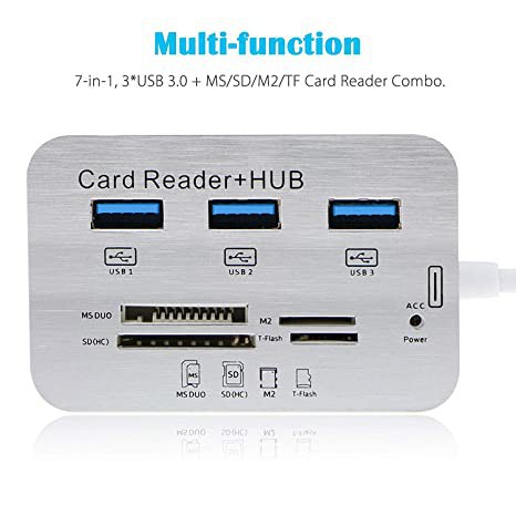 Bộ Chia USB 3 Cổng 3.0 + Đầu Đọc Thẻ Nhớ Đa Năng - HUB USB 3.0/3.1 + Card Reader 5/10 Gbps