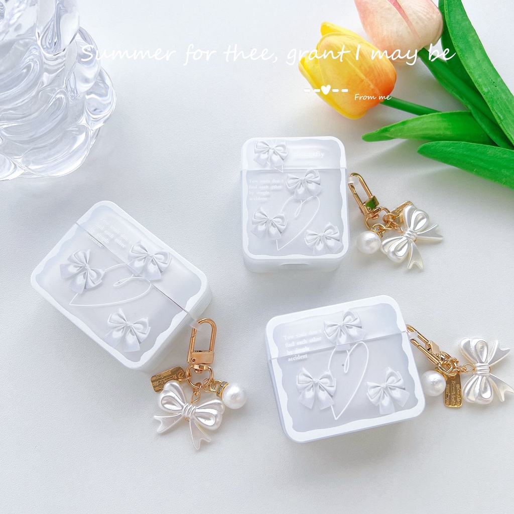 Vỏ Bảo Vệ Hộp Sạc Tai Nghe AirPods Pro 3 Apple AirPods 1 2 Pro 3 rd TPU Mềm Trong Suốt Chống Rơi Đính Nơ Có Móc Khóa