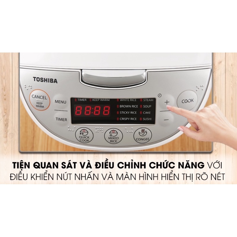 Nồi cơm điện tử Toshiba 1.8 lít RC-18DH2PV-sản phẩm chính hãng - Dung tích: 1.8 lít, Số người ăn 4 - 6 người