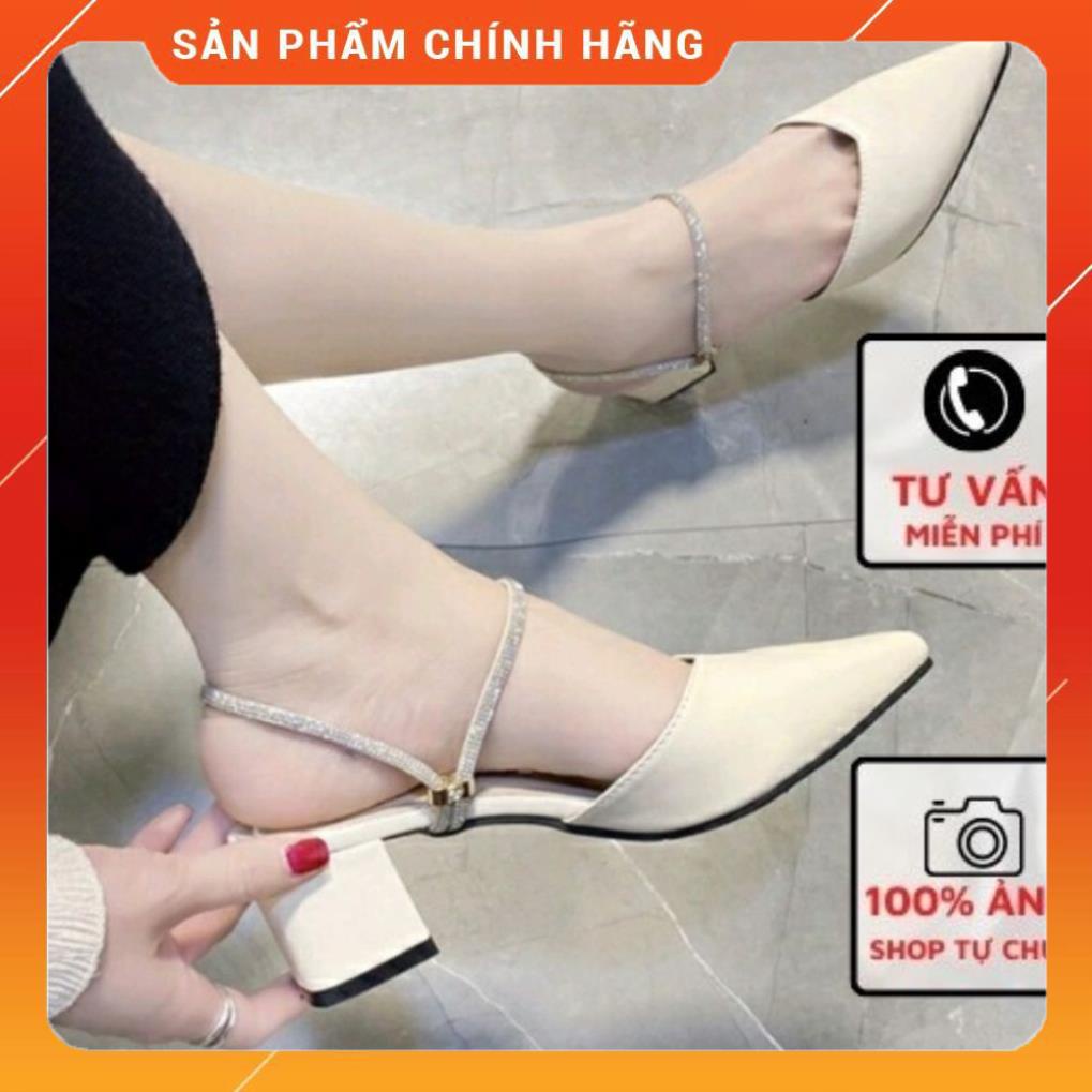 Giày Cao Gót Bít Mũi Dây Đính Đá  Mã N17