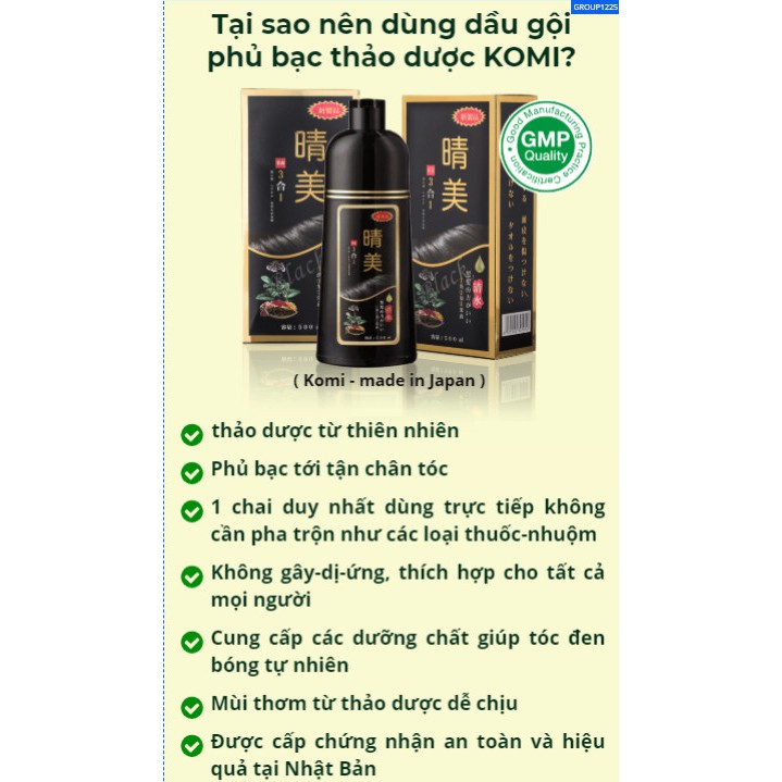 🍀🍀🍀 SIÊU PHẨM !!! Sản phẩm dầu gội đen KOMI của Nhật Bản   - Phủ Tóc Bạc - Đổi MàuTóc Dễ Dàng