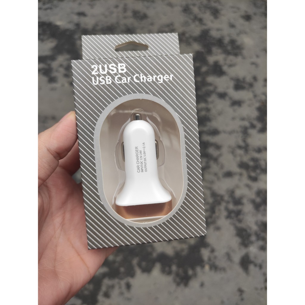 Tẩu sạc mini cao cấp trên xe ô tô có 2 chân sạc USB siêu gọn, tiện lơi-mẫu M01 đen.