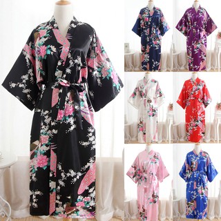 ❀Nơsky❣ Phụ Nữ In Hình Gợi Cảm Hoa Kimono Mặc Áo choàng Tắm Áo choàng Đồ lót Váy ngủ