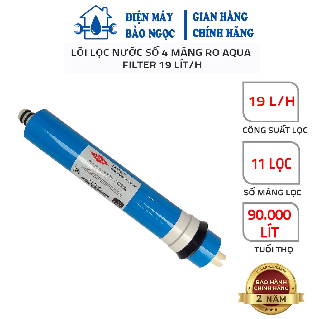 Lõi Lọc Nước Số 4 Màng RO DOW FILMTEC 10 Lít/H (Xanh) -150, Hàng Chất Lượng Cao