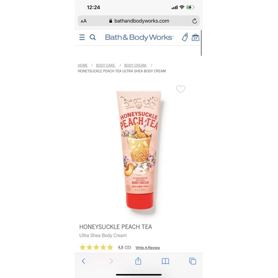 HONEYSUCKLE PEACH TEA - Xịt Thơm Dưỡng Thể Toàn Thân Body Mist Bath & Body Works Usa