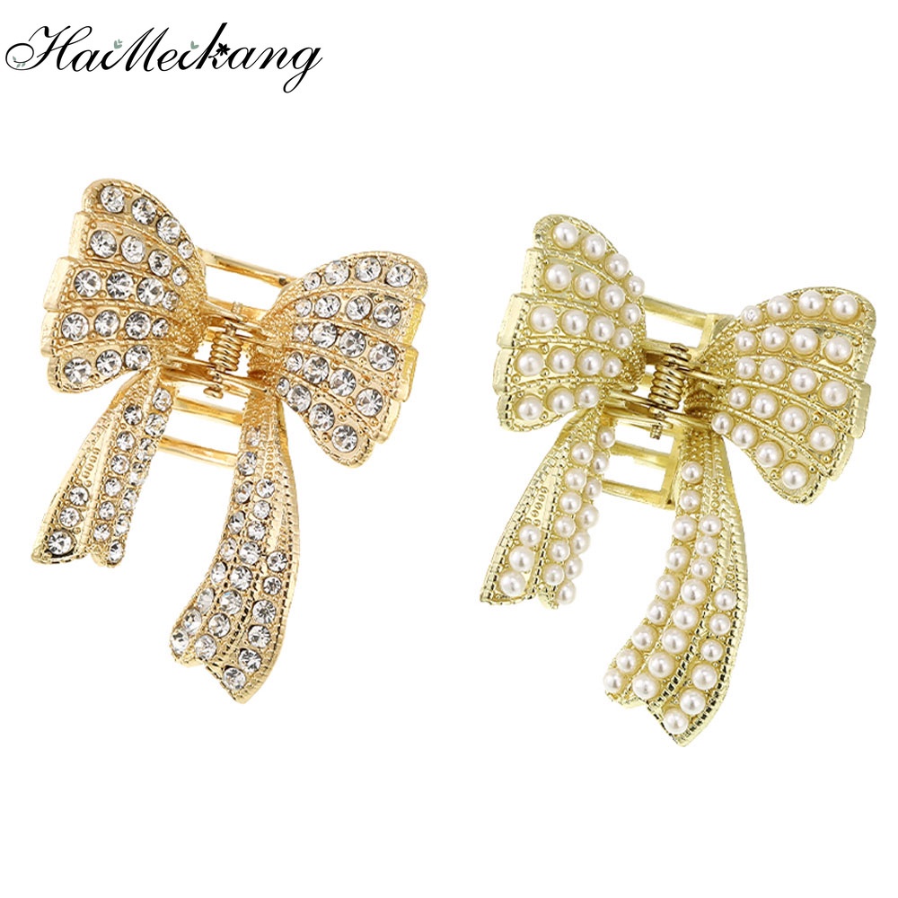 Kẹp tóc nơ ngọc trai ba chiều Haimeikang Hàn Quốc