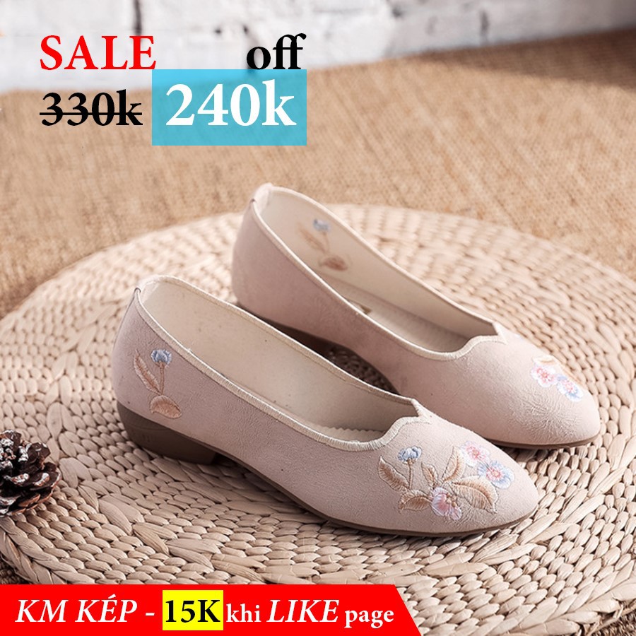 giày thêu hoa đế bệt không dây | BigBuy360 - bigbuy360.vn
