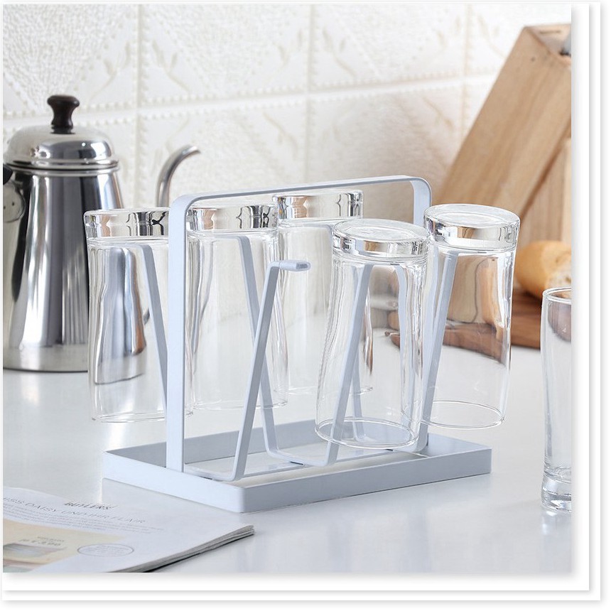 Khay úp ly cốc 💕XẢ TỒN💕 Giá úp 6 ly, Giá úp cốc inox cao cấp sang trọng 20x16.5x13cm 9403