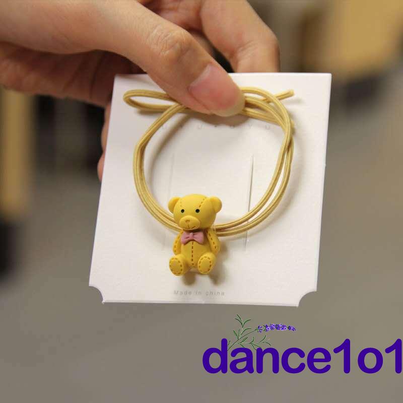 Dây cột tóc hình gấu hoạt hình màu trơn/tương phản xinh xắn dành cho bé gái