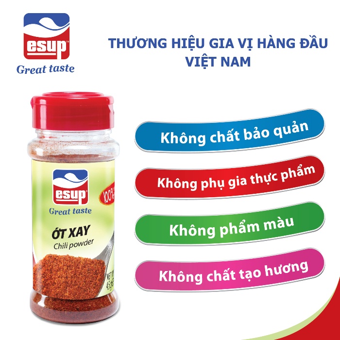 3 Lọ ớt xay Esup Dak Lak 45g, ớt xay cay nồng, chất lượng Quốc tế