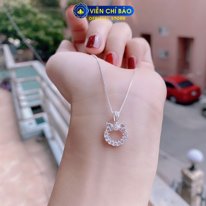 Dây chuyền nữ nơ nạm cườm chất liệu bạc S925 thời trang phụ kiện trang sức nữ Viễn Chí Bảo D400798