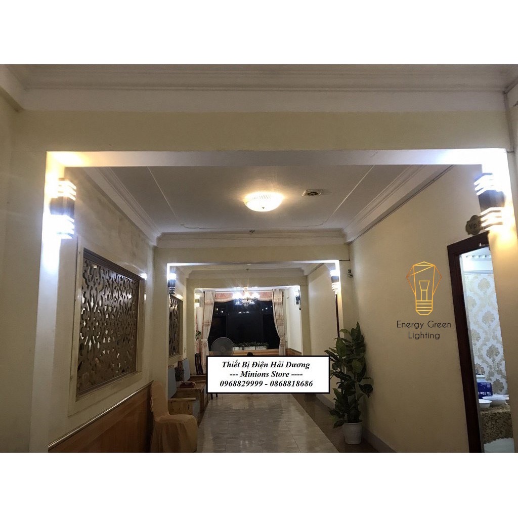 Đèn tường Atimol 2 Đầu Đui Energy Green Lighting E27 3358/2 Decor Vintage trụ cổng cột nhà chiếu sáng  3 Vạch Kẻ Mỗi Đầu