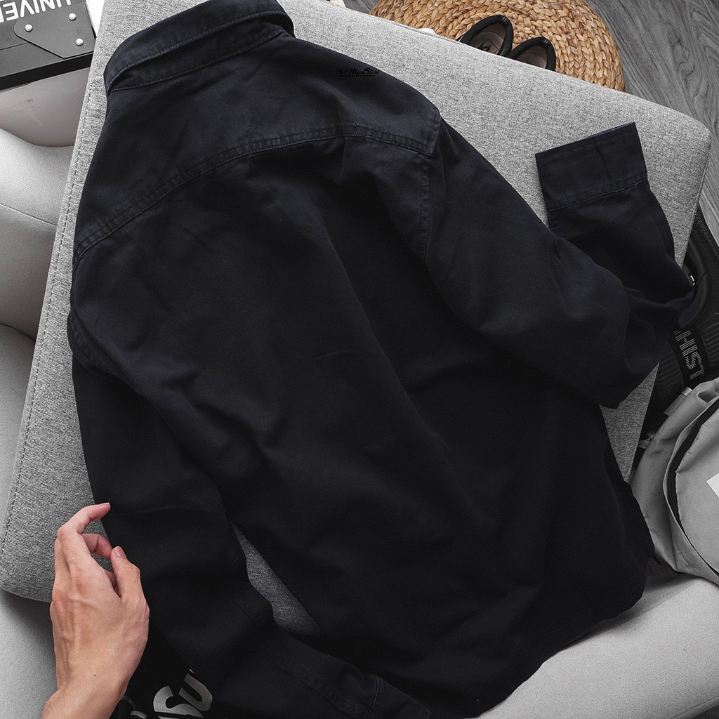 ÁO sơ mi nam DENIM 1 túi ngực màu ghi đẹp không phai thời trang nam cao cấp MUSLAND