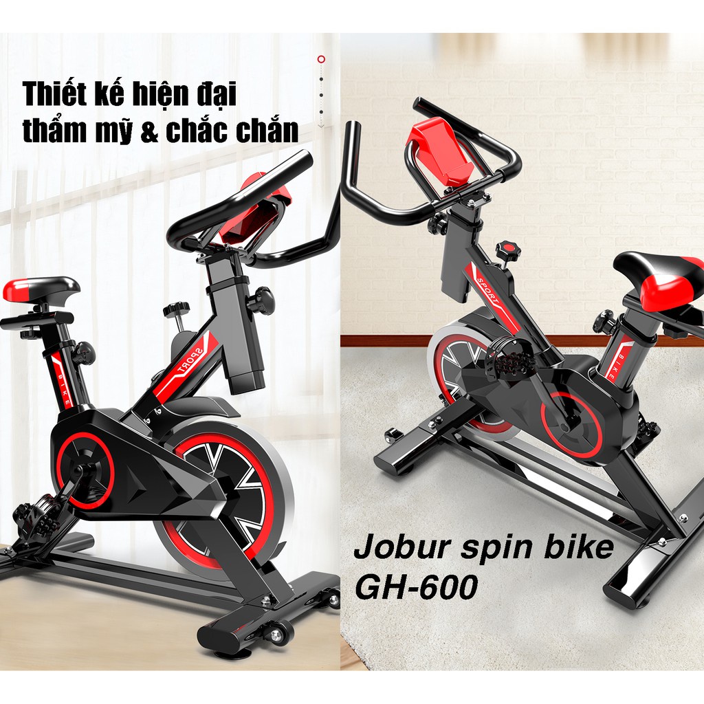 Xe đạp thể dục tại nhà, xe đạp JOBUR SPINBIKE GH - 600, hoạt động êm ái, hệ thống giảm sóc vượt trội