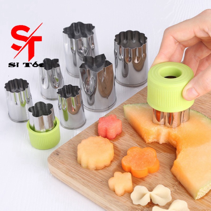 Khuôn Cắt Tạo Hình Rau Củ Quả Set 8 Món Bằng inox Đa Năng