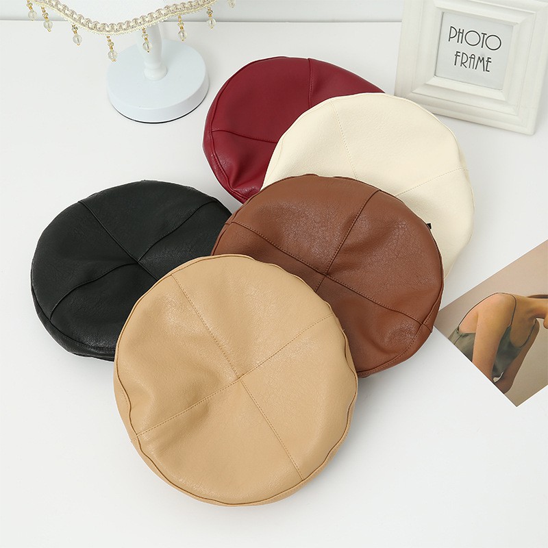 MŨ NỒI BERET TIỂU THƯ KHUY CHẤT LIỆU PU NHIỀU MÀU PHONG CÁCH HÀN QUỐC MÙA THU ĐÔNG MẪU MỚI 2021 MN13