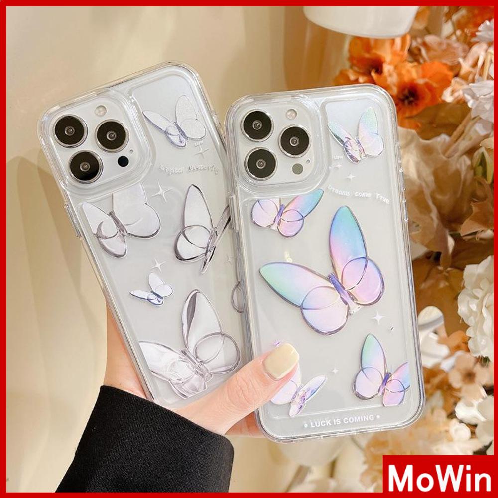iPhone Case Clear Case Soft Thick TPU Shockproof HD Protection Camera Plating Button Gradient Butterfly For iPhone 13 Pro Max iPhone 12 Pro Max iPhone 11 iPhone 7 Plus