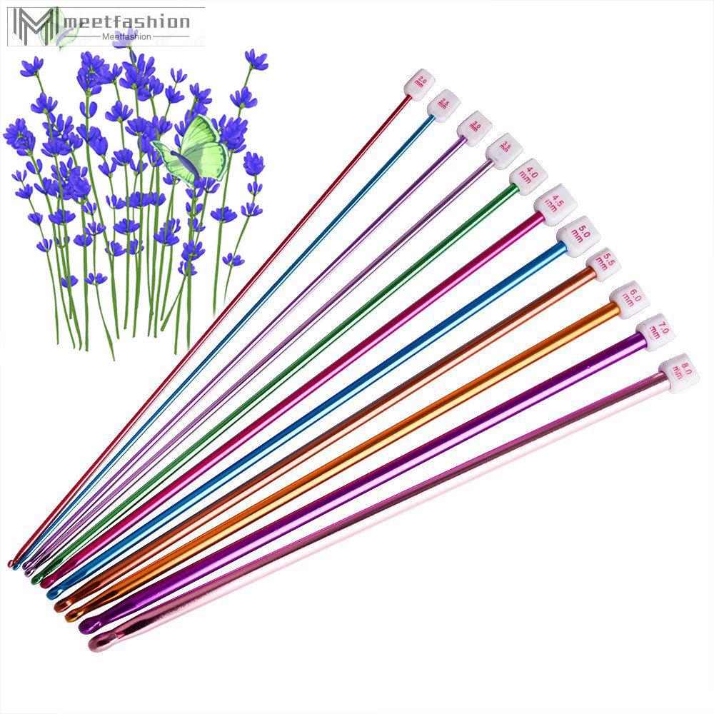 Bộ 11 kim đan móc len bằng nhôm chất lượng cao với nhiều kích thước khác nhau tiện dụng