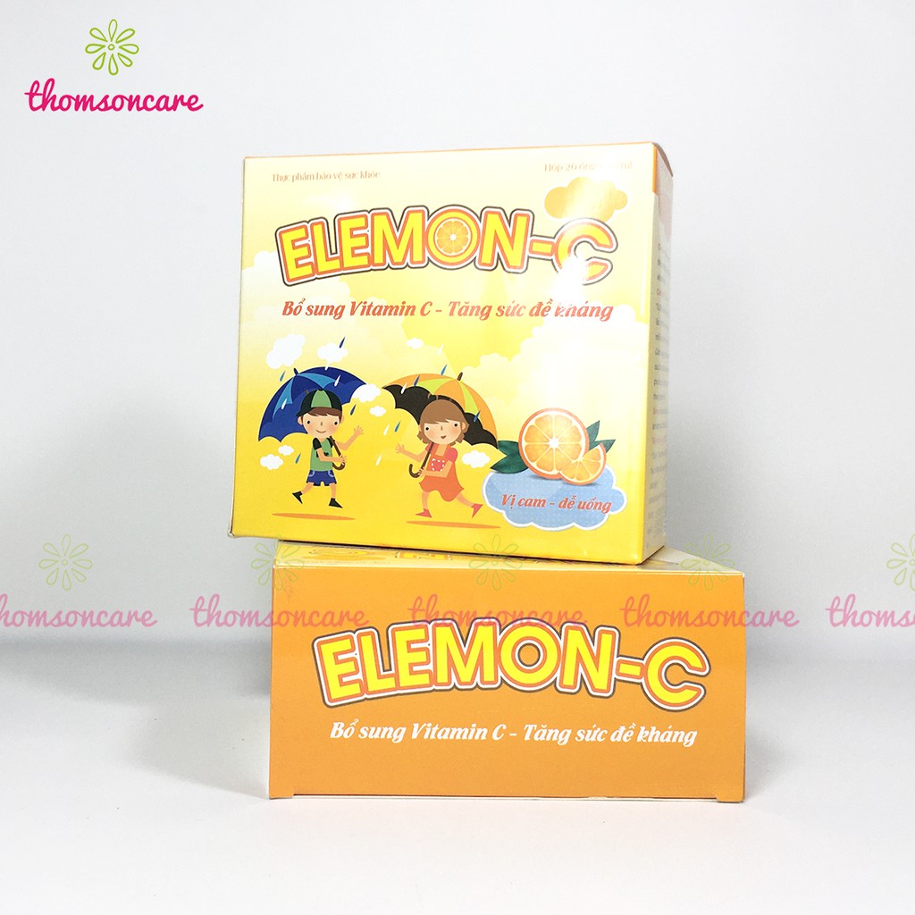 Siro Bổ sung vitamin C cho bé, tăng sức đề kháng cho trẻ, tăng miễn dịch Elemon C - Hộp 20 ống vtm giảm chảy máu cam