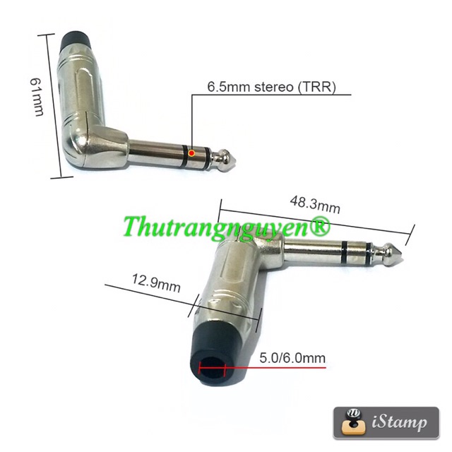 jack 6.5,6 ly stereo bẻ góc lõi đồng